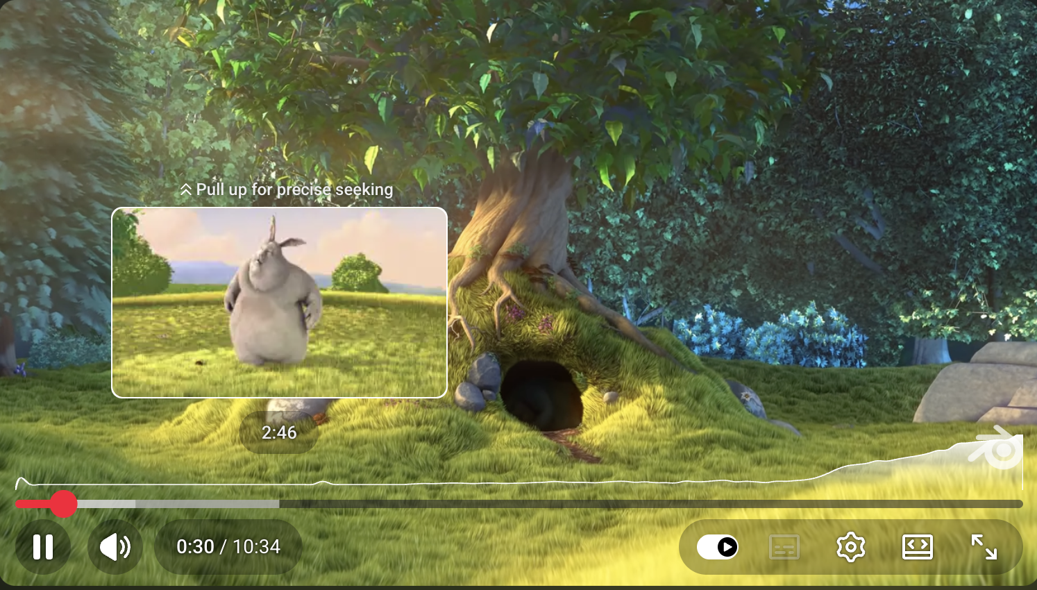 Preview thumbnails shown during seek bar scrubbing